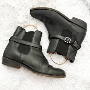 FRYE | Black Ankle Chelsea Boots Booties Wrap Buckle Strap Leather | Size 8